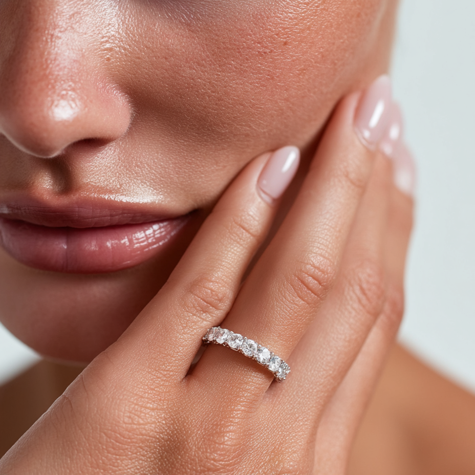 Bellari 3mm moissanite eternity band ring