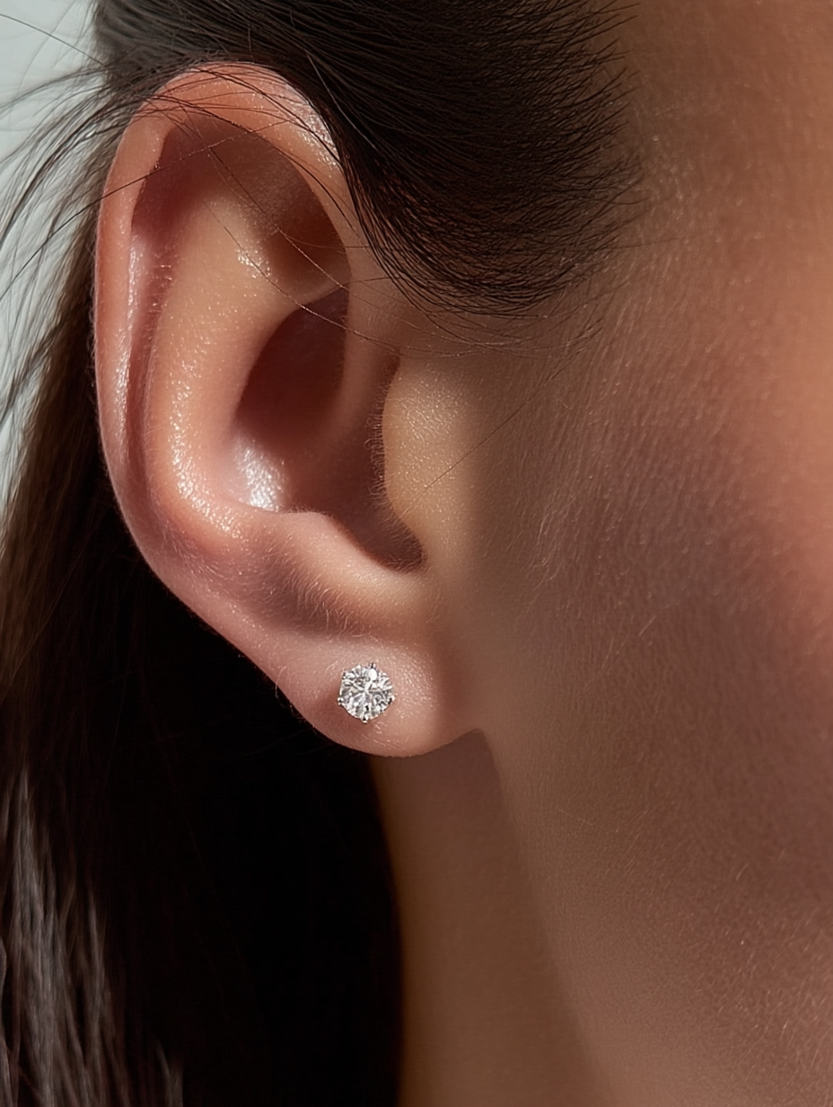 Moissanite Stud Earrings Round Cut