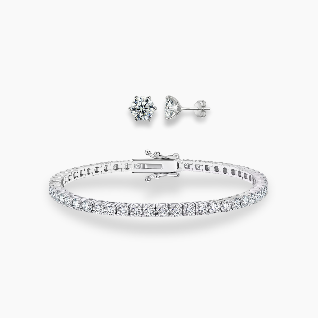 Refined Essentials Set - Round Cut Tennis Bracelet & Earrings