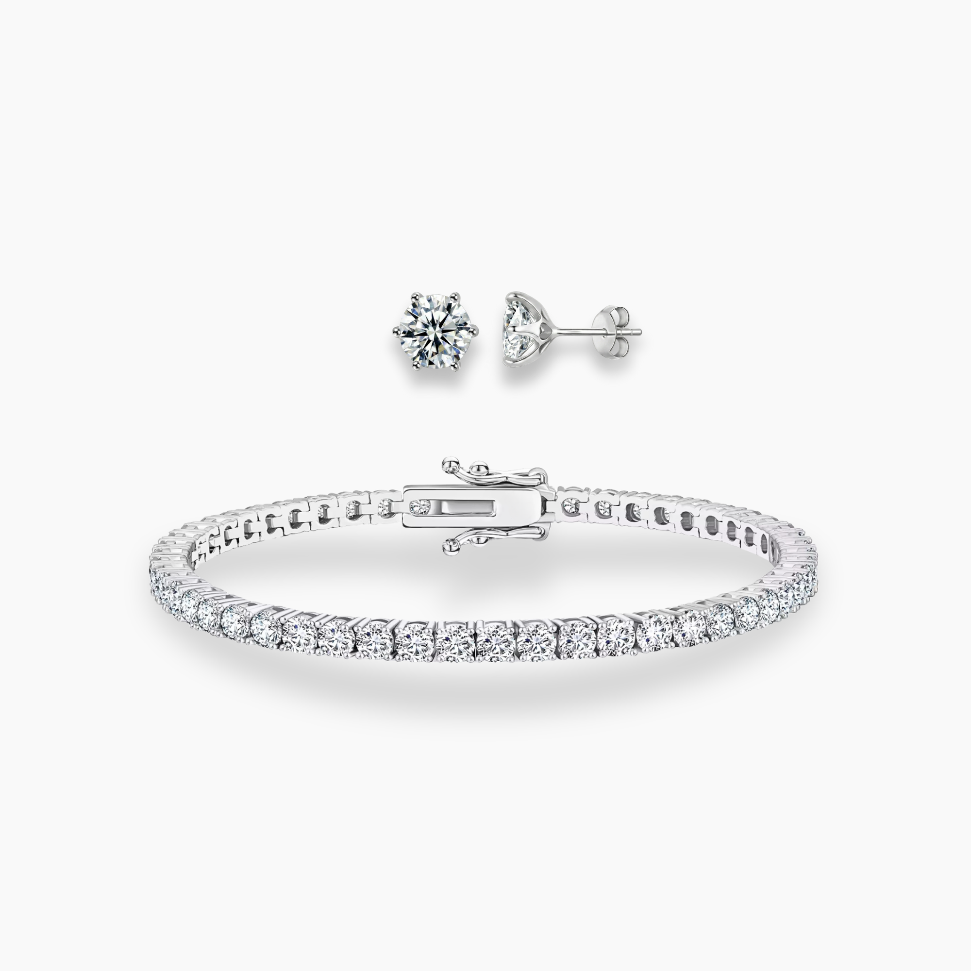 Refined Essentials Set - Round Cut Tennis Bracelet & Earrings