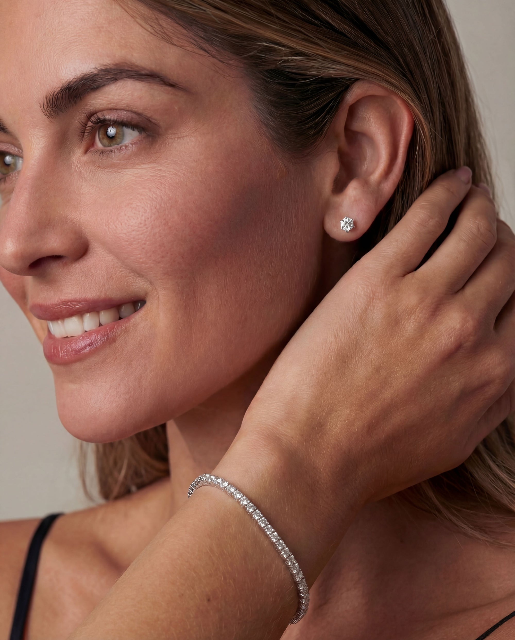 tennis bracelet round cut stud earrings moissanite jewellery set Australia