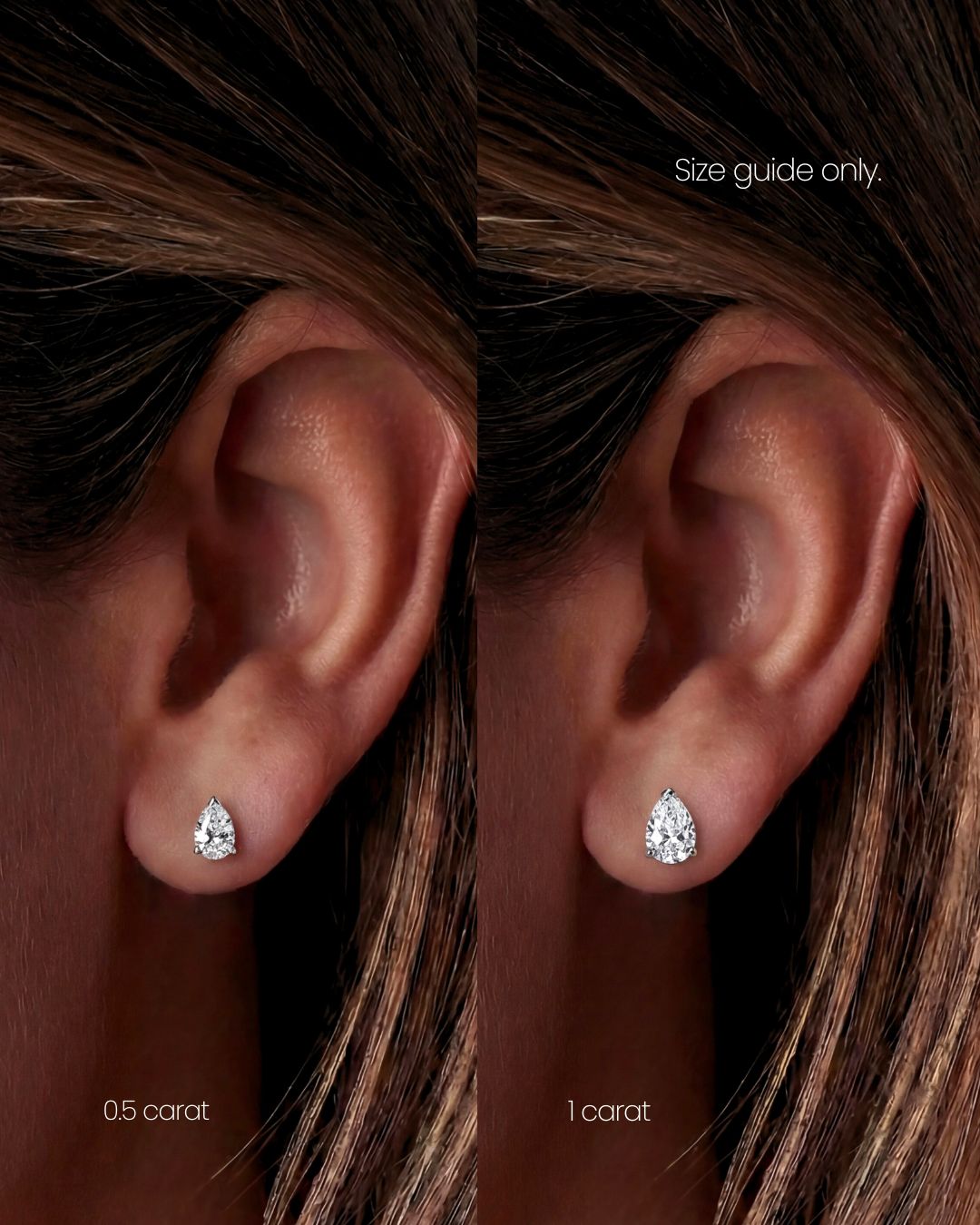 Moissanite stud earrings size guide Australia