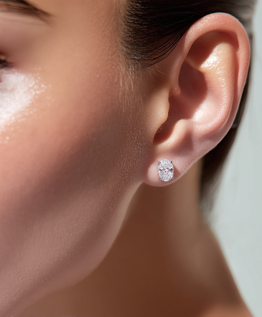  Bellari Oval Moissanite Stud Earrings oval moissanite stud earrings, 1ct moissanite earrings, D colour VVS1 earrings, moissanite earrings Australia, 925 sterling silver stud earrings, lab grown diamond alternative, moissanite daily earrings, Bellari moissanite studs
