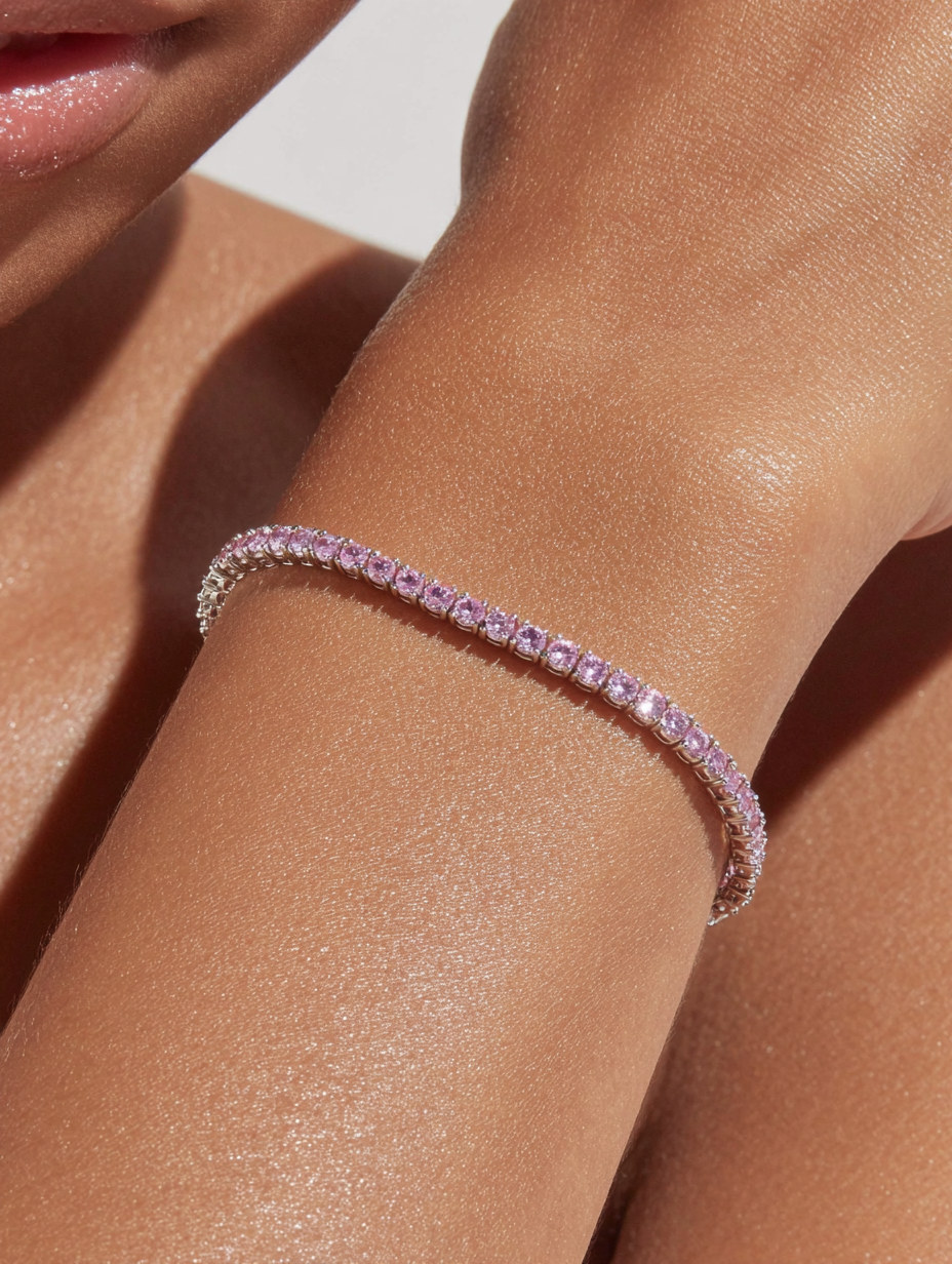 pink tennis bracelet moissanite diamond