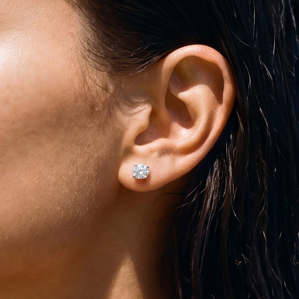 classic round studs earrings moissanite Australia