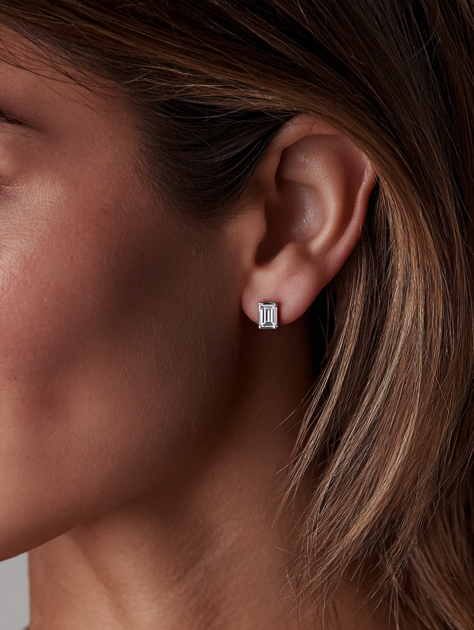 emerald stud earrings
emerald cut moissanite studs, emerald cut stud earrings, rectangular stud earrings Australia