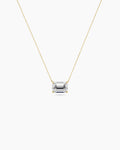 Emerald cut lab grown diamond solitaire necklace in 18K yellow gold