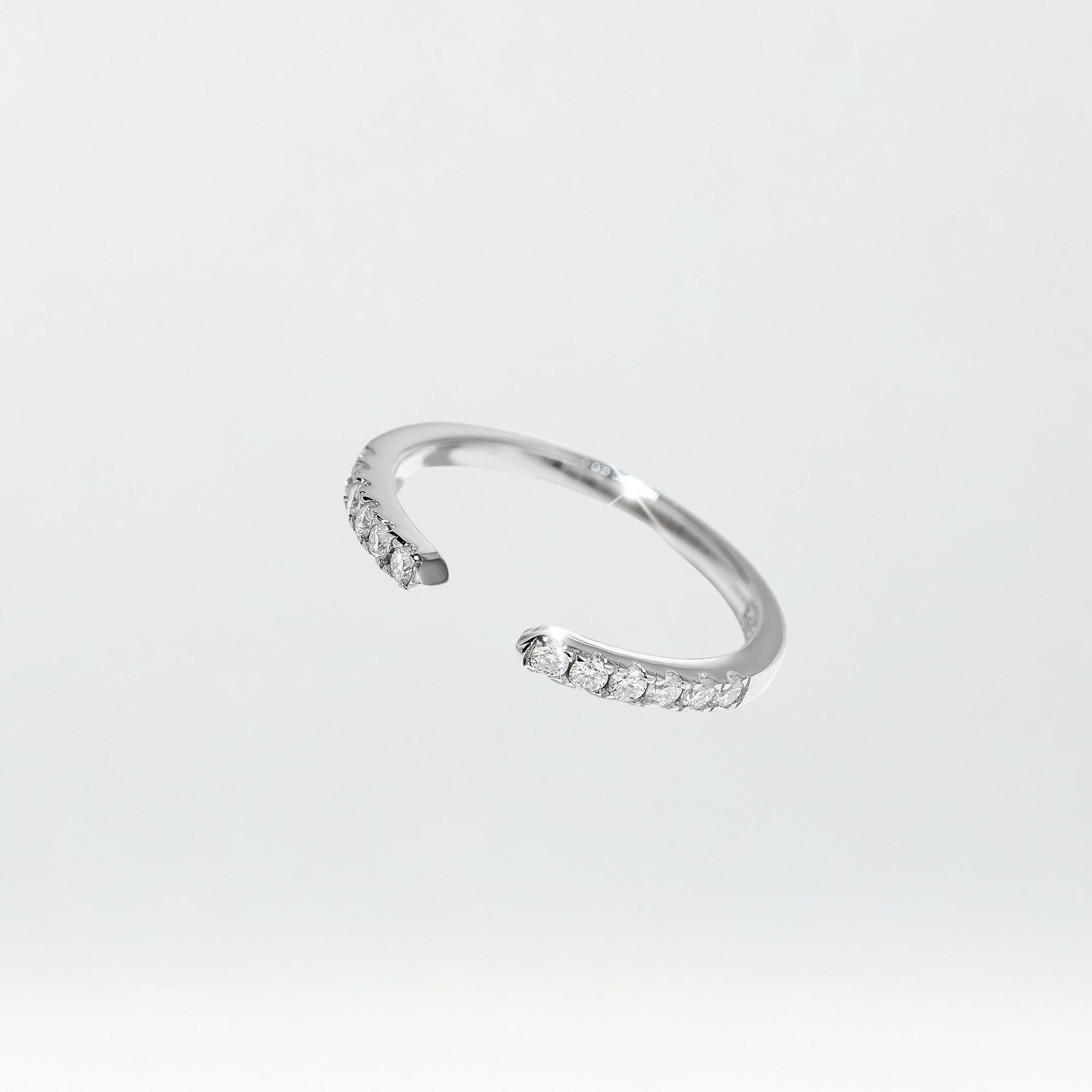 Open arc moissanite pavé ring in sterling silver, wedding ring, wedding band, bridal ring – Bellari fine jewellery
Sydney fine jewellery
	•	everyday moissanite jewellery
	•	ethical fine jewellery
	•	timeless jewellery design
	•	Bellari moissanite ring