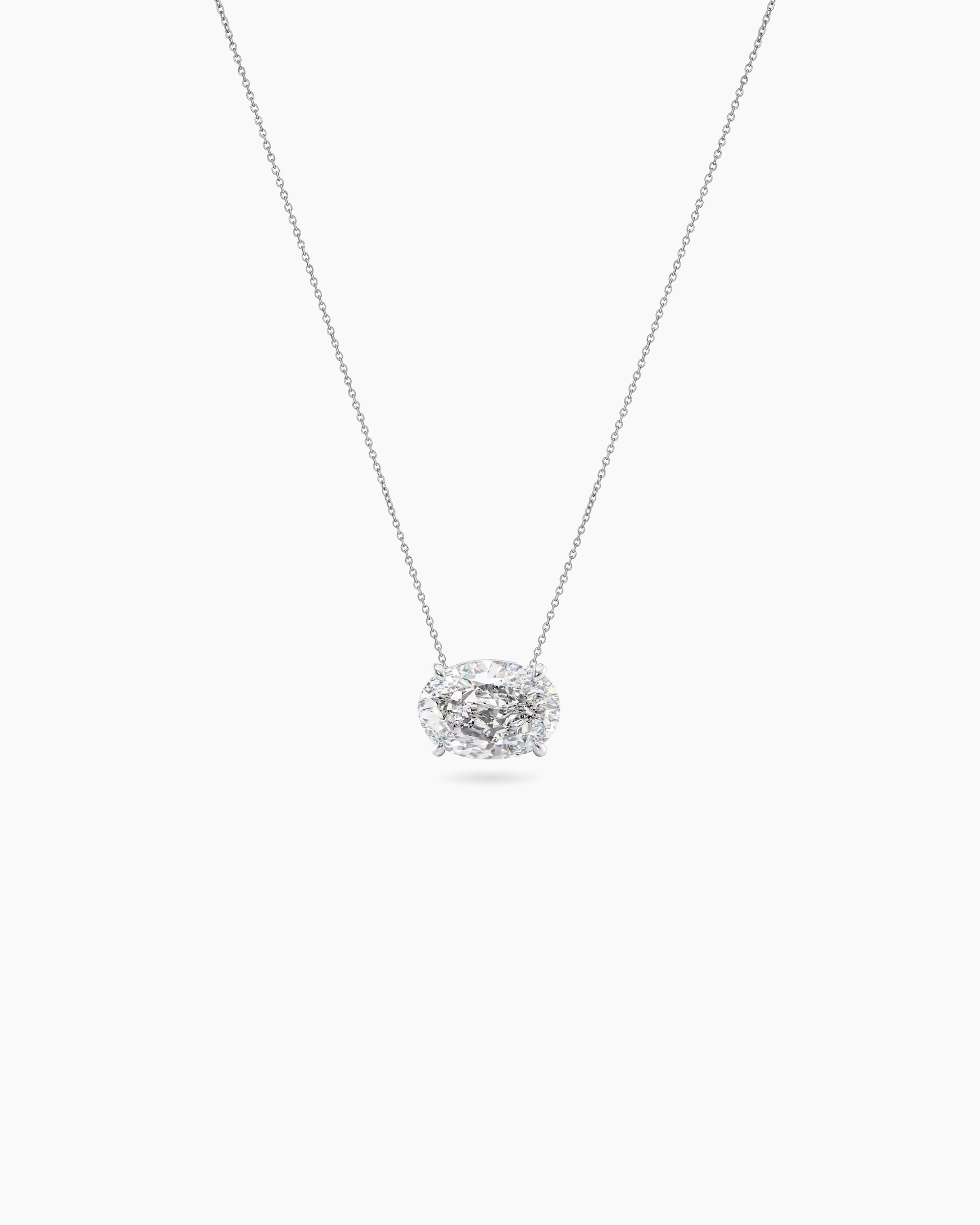 oval lab grown diamond necklace 18K white gold Sydney Australia Bellari