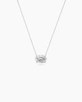 oval lab grown diamond necklace white gold