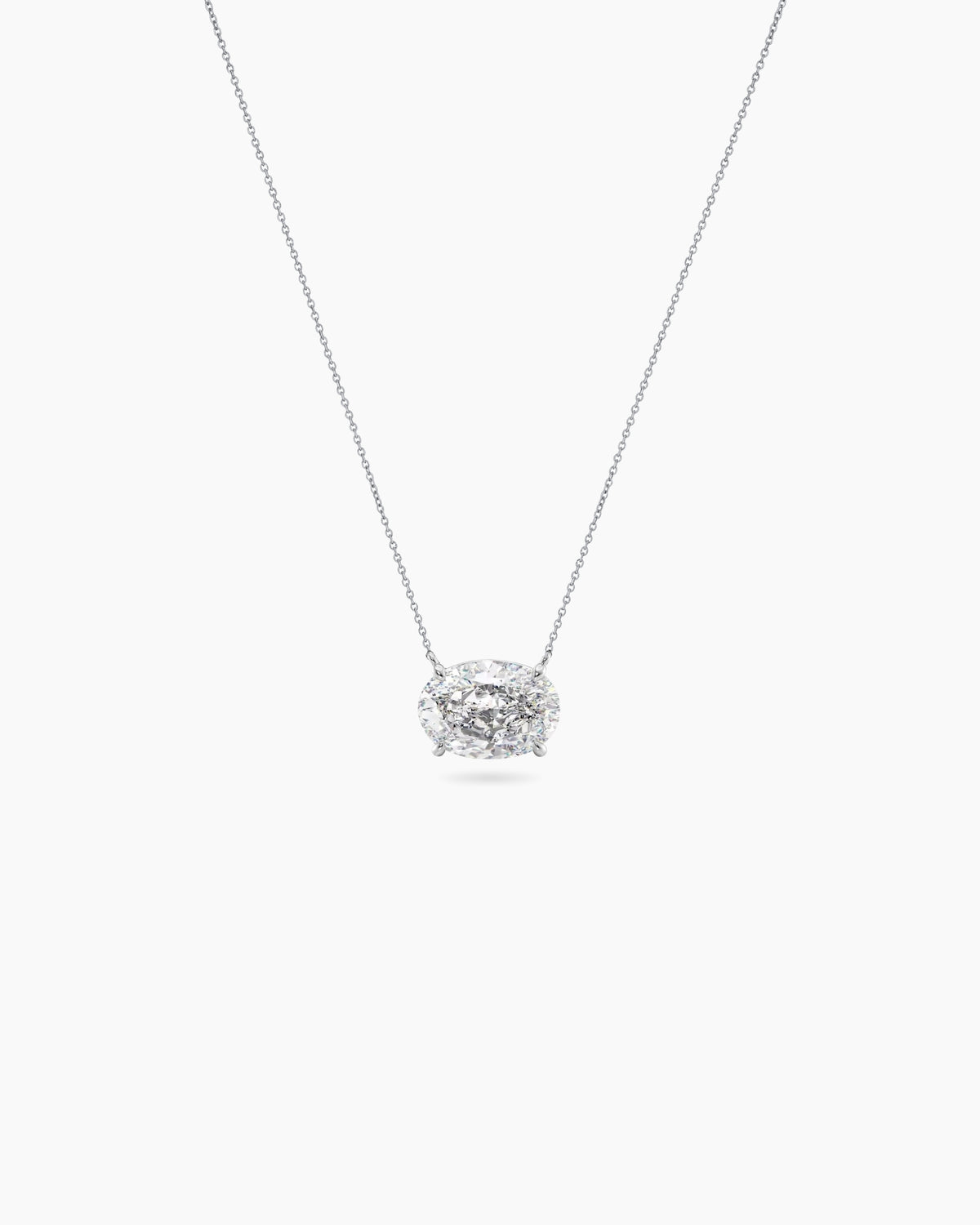 oval lab grown diamond necklace white gold