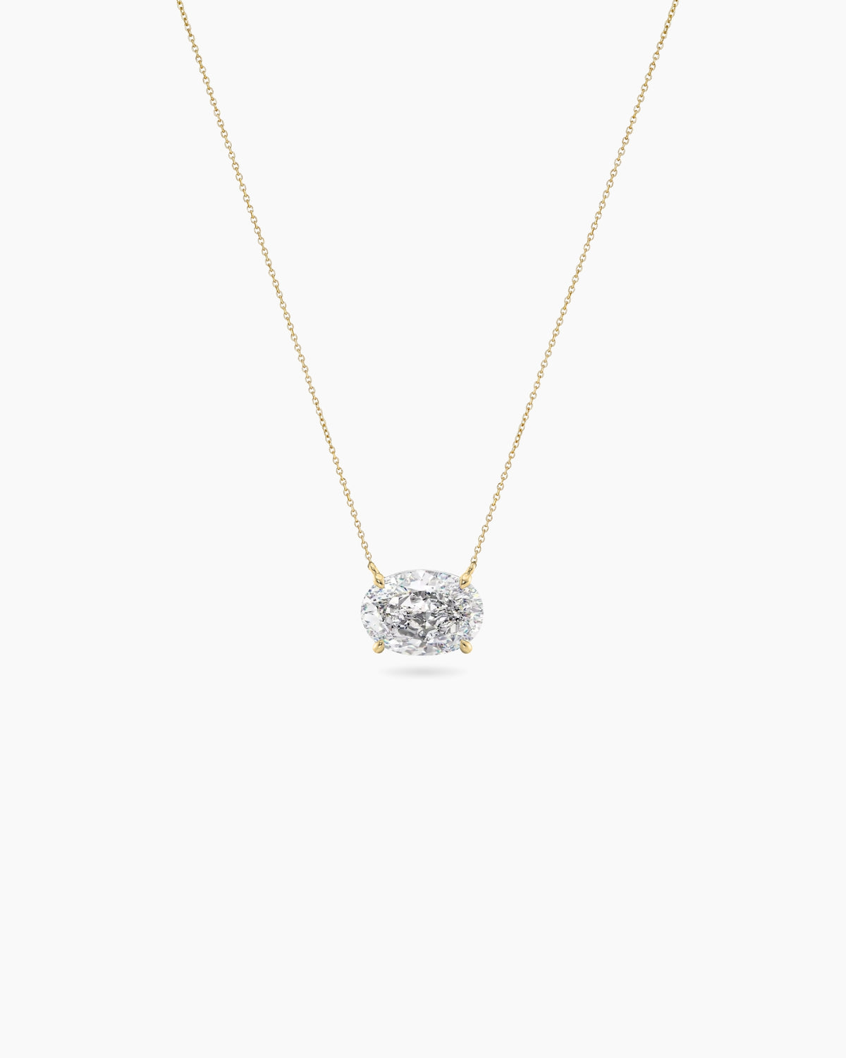oval lab grown diamond necklace yellow gold