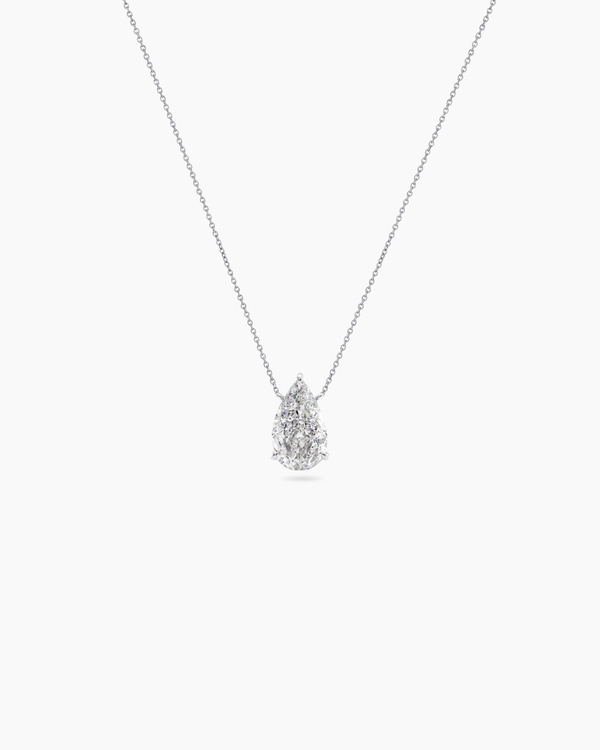 pear diamond lab grown white gold 18k necklace