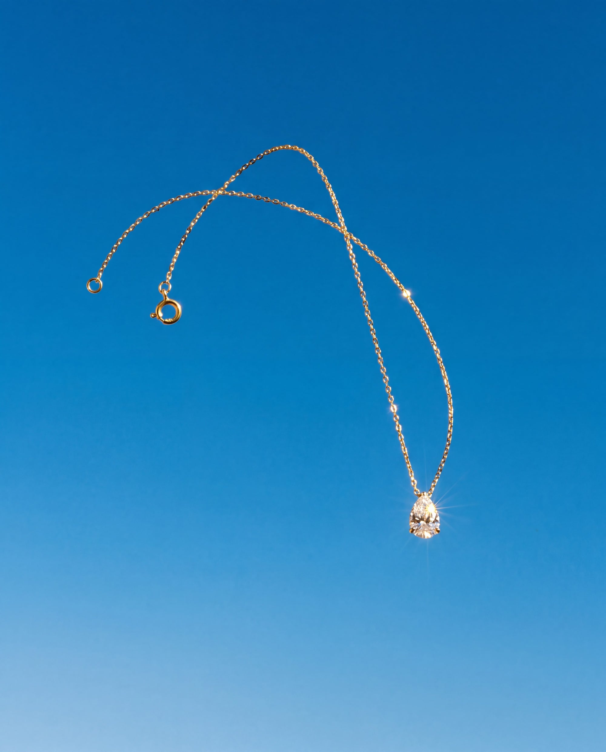 Pear Diamond Necklace 18K Yellow Gold