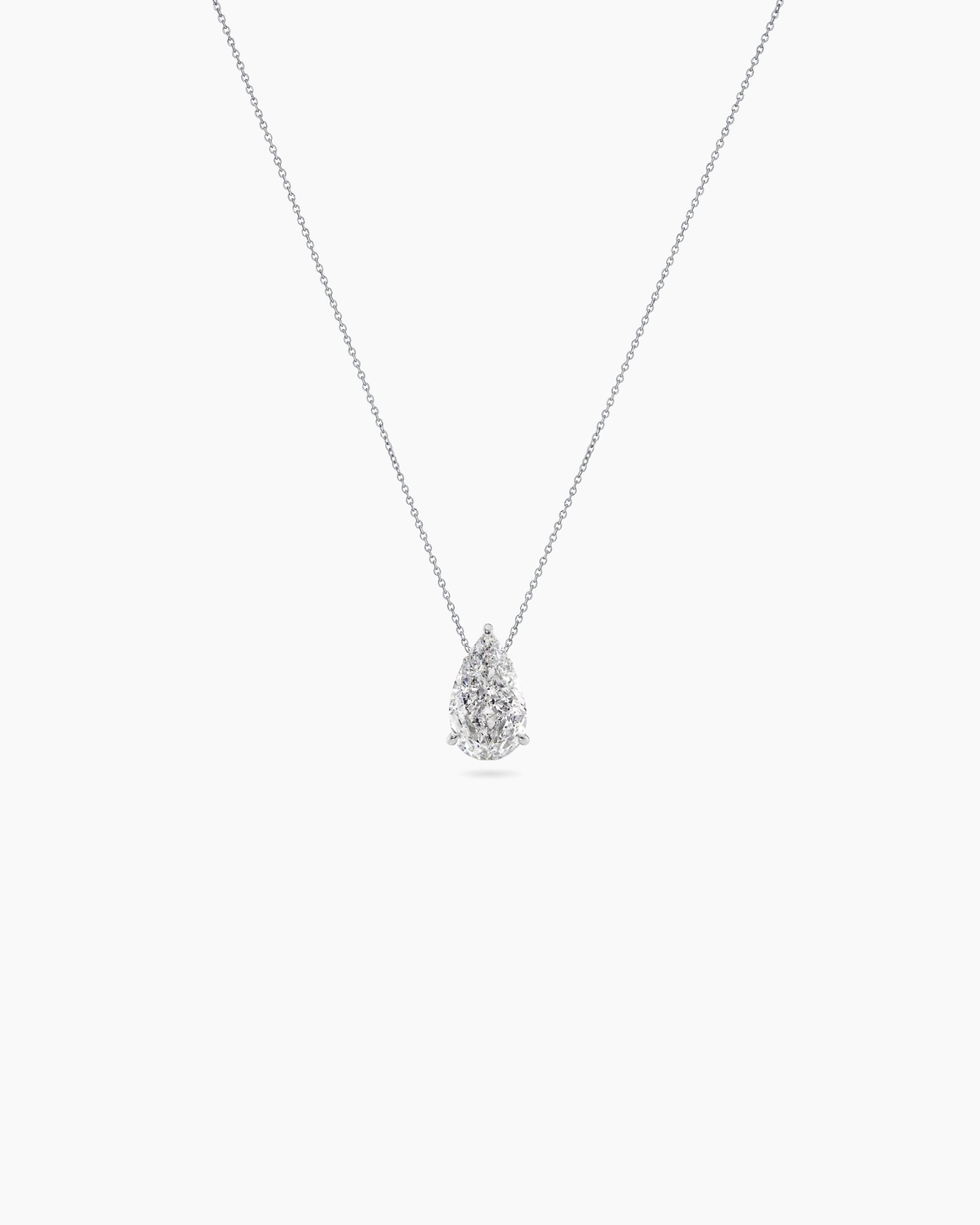 diamond pear necklace solid 18K white gold Sydney Australia