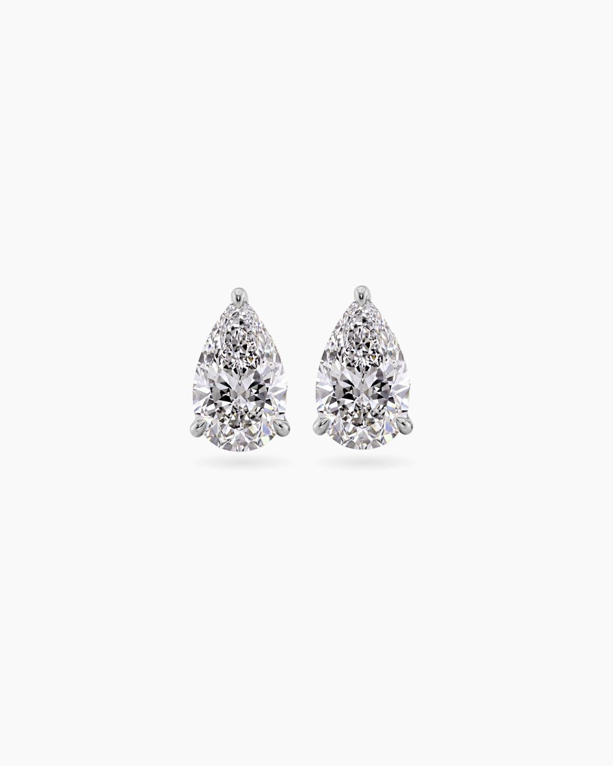Pear cut lab grown diamond stud earrings in 18K white gold