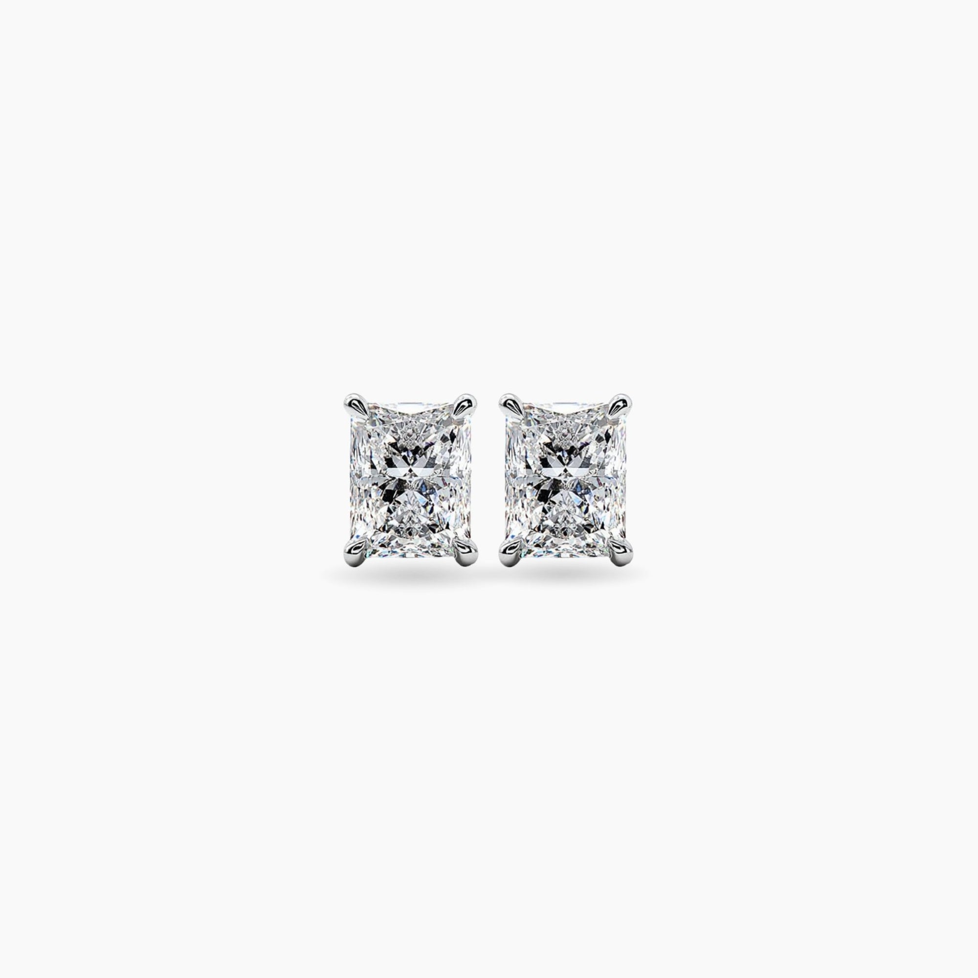 radiant moissanite studs, radiant cut earrings, radiant earrings for women