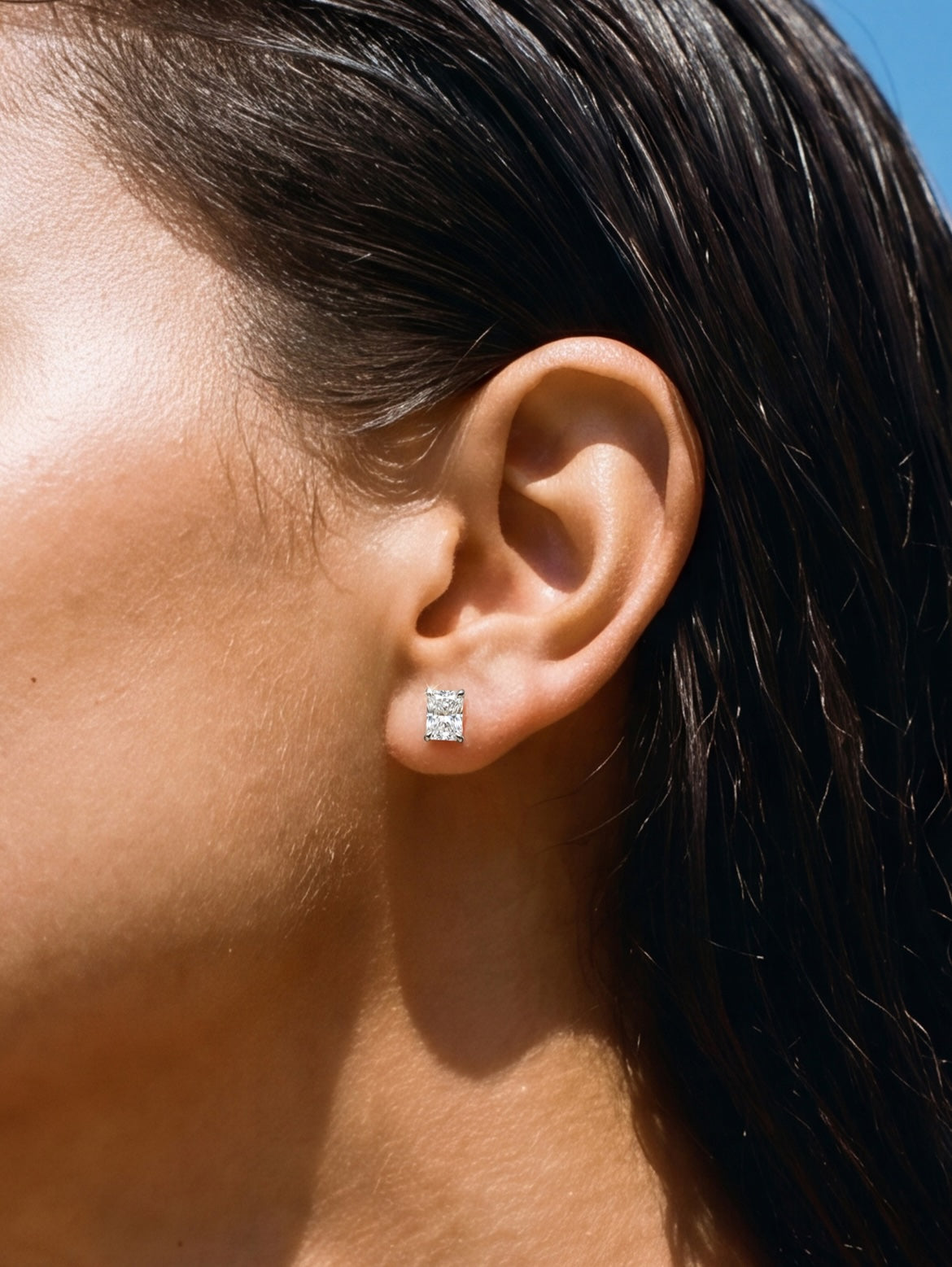radiant studs earrings moissanite diamond Australia
