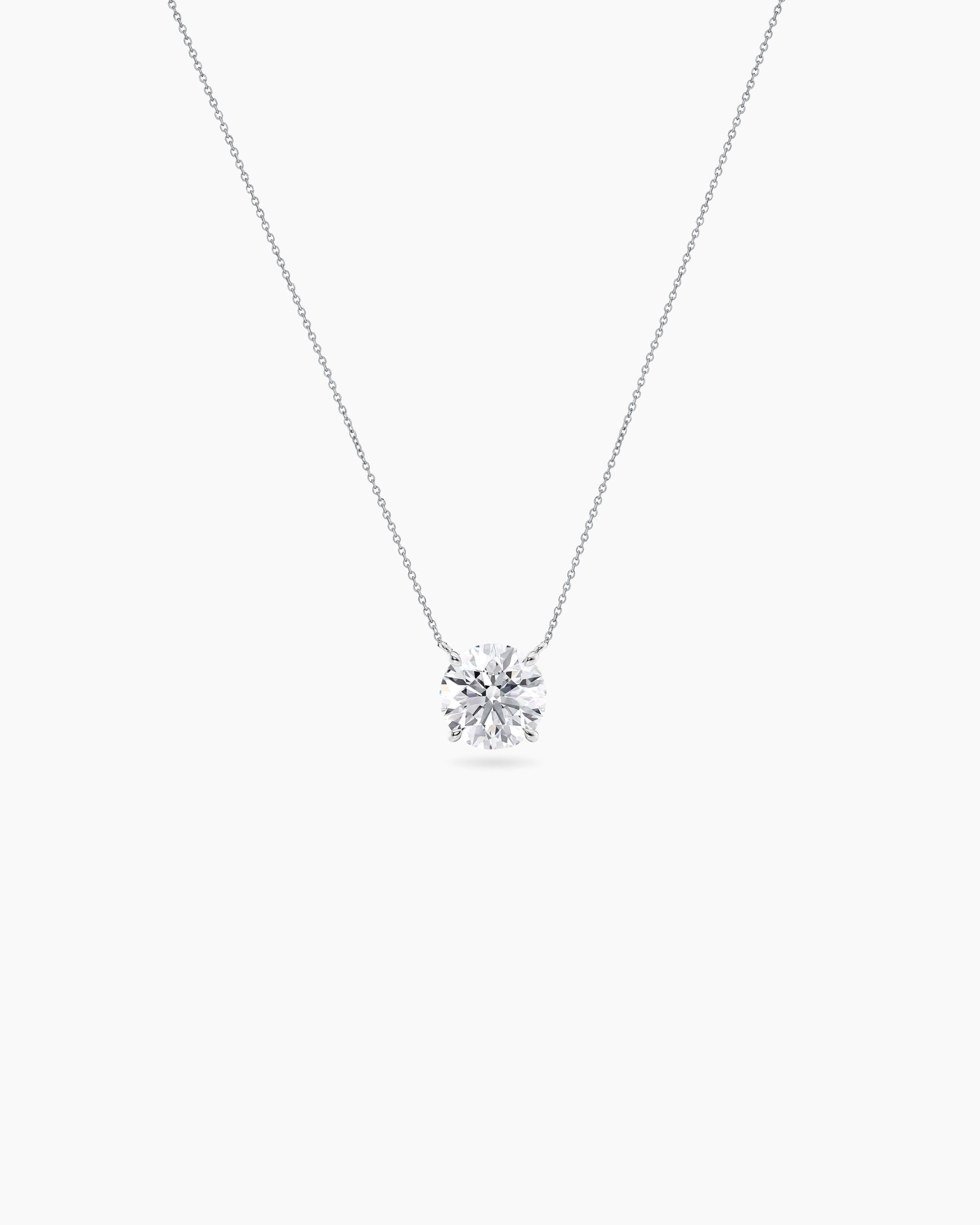Round Diamond Solitaire Necklace 18K White Gold Australia