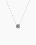 Round cut lab grown diamond solitaire necklace 18K white gold