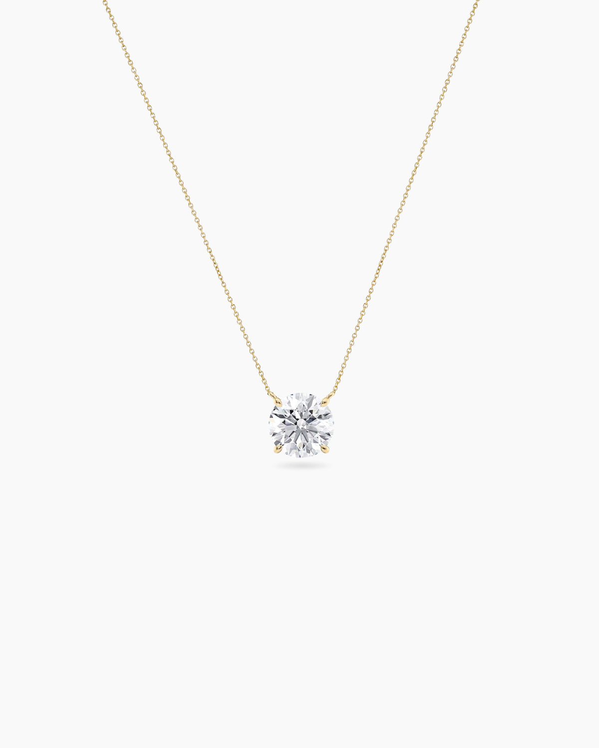 Round brilliant cut lab-grown diamond solitaire necklace in 18K yellow gold
