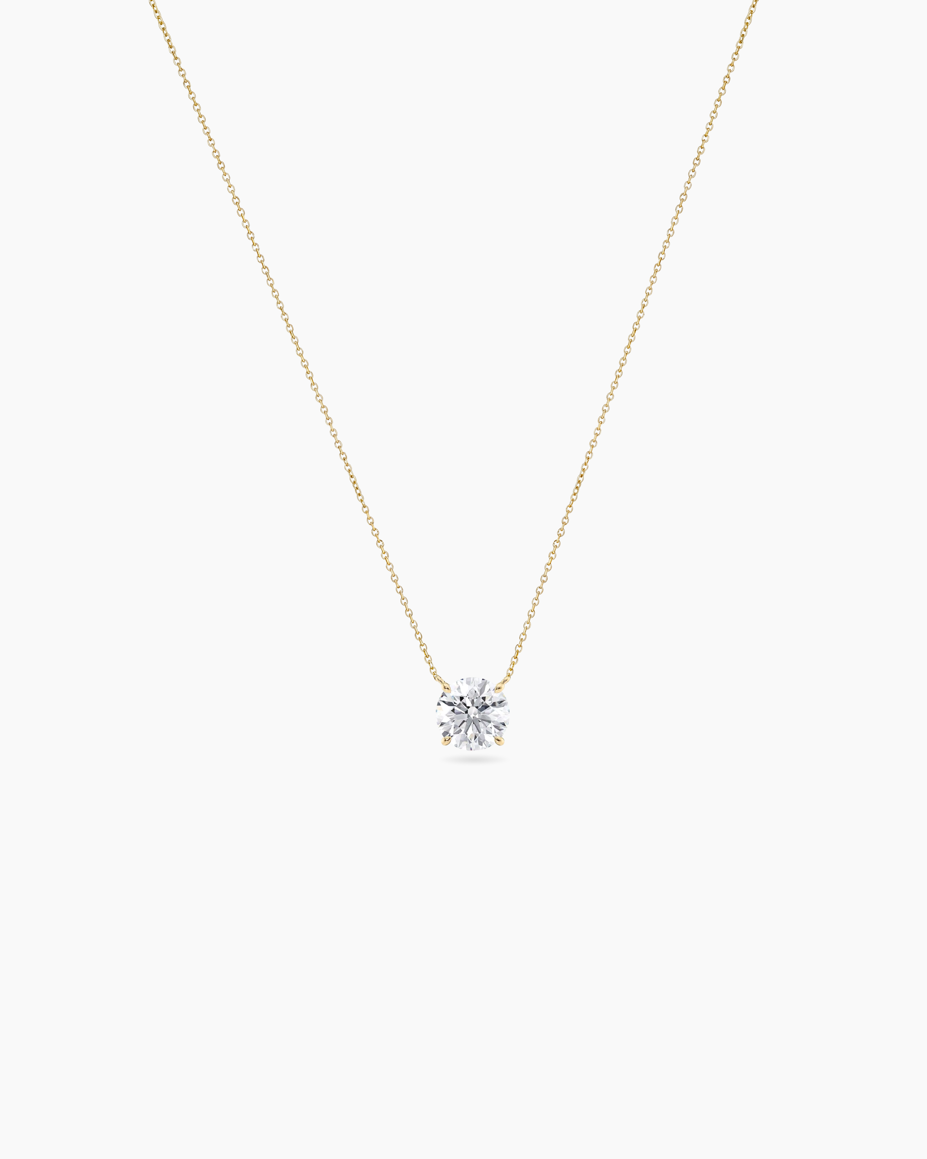 Round brilliant cut lab-grown diamond solitaire necklace in 18K yellow gold