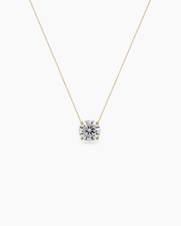 Round lab-grown diamond solitaire necklace 18k yellow gold